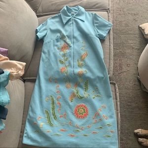 Powder Blue Dagger Collar vintage House Dress